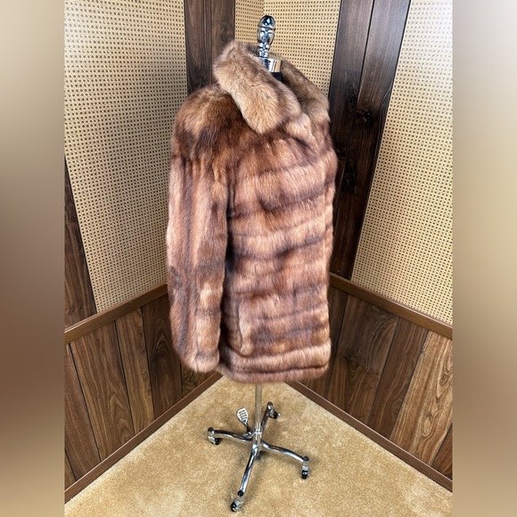 VINTAGE DENNIS BASSO DESIGNER HORIZONTAL PELT RUSSIAN SABLE FUR COAT JACKET 4-6 - Picture 3 of 12
